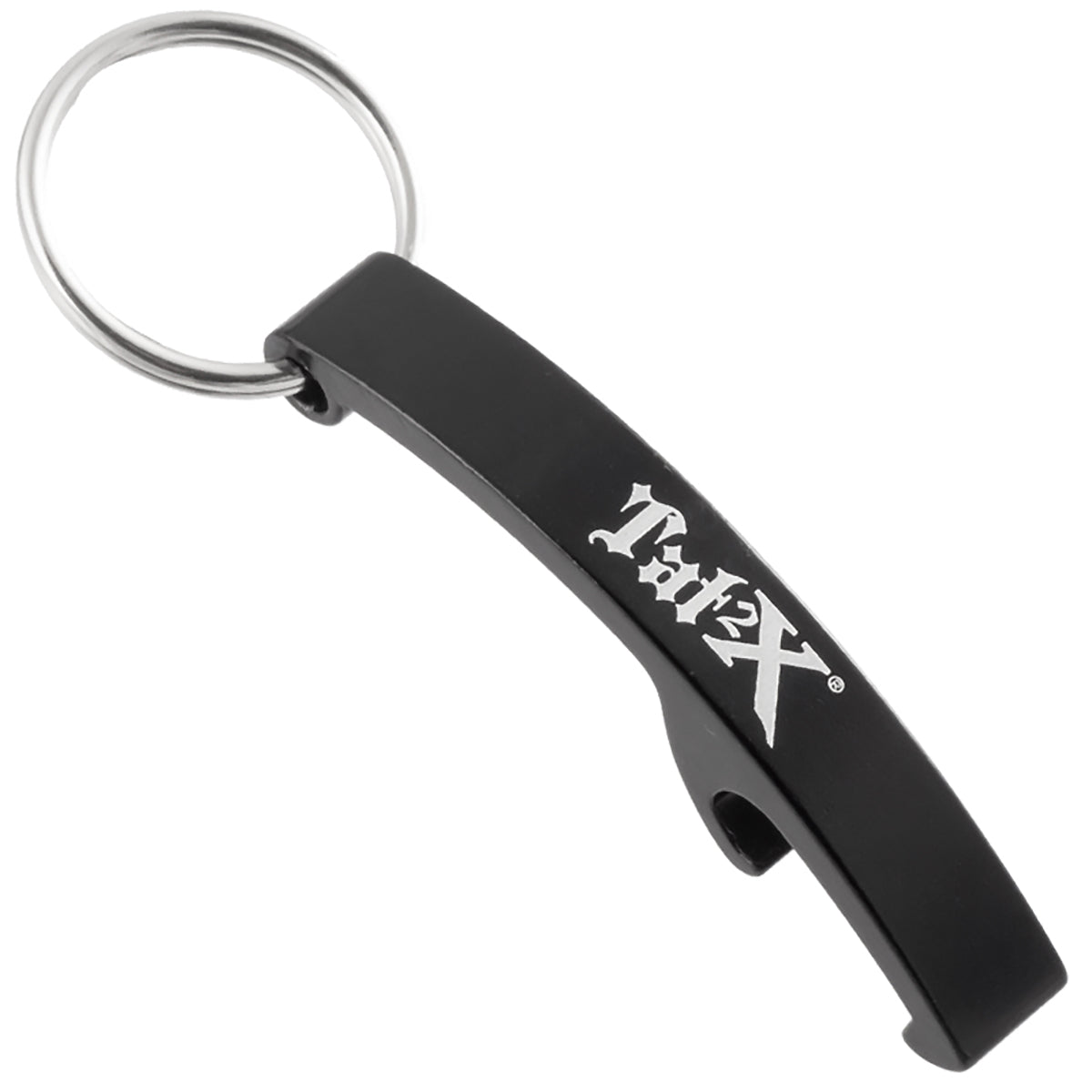 Black Lasered Arc Keychain Bottle Opener with engraved logo