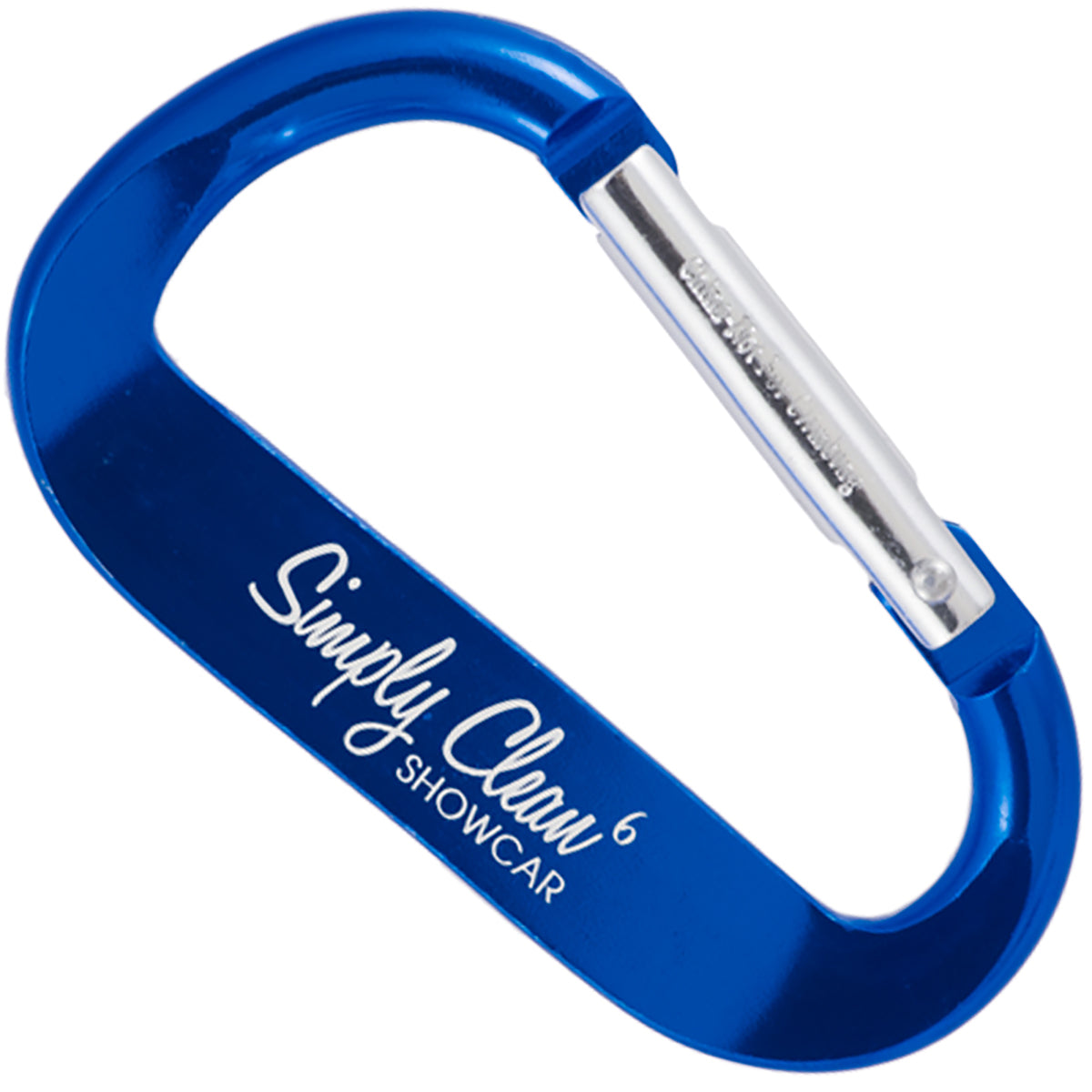 Blue colored XTREME carabiner with a customized engraving