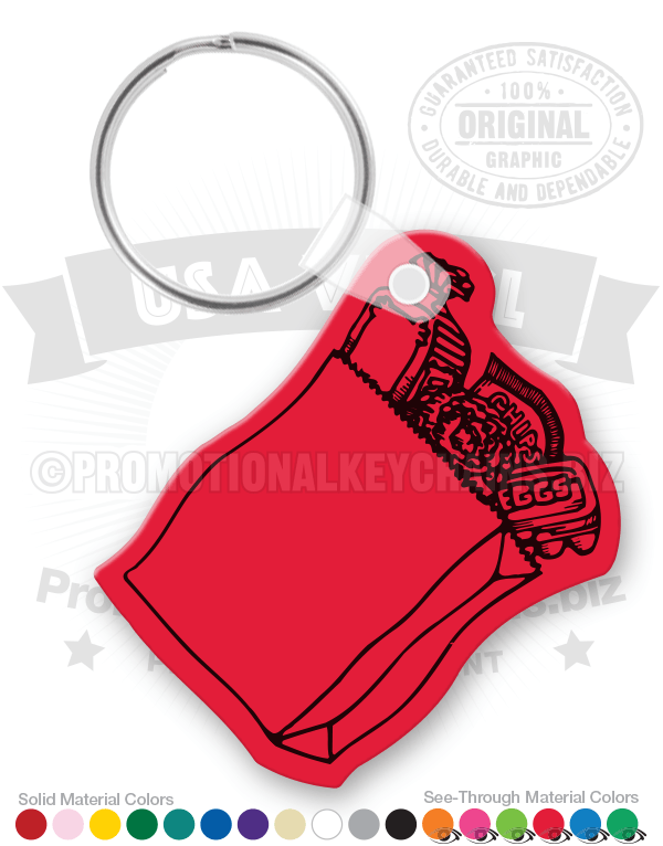 Grocery Bag With Eggs Bread and Chips Vinyl Keychain