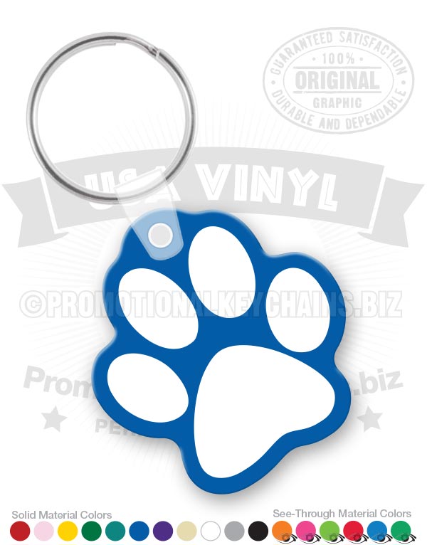 Blue paw print vinyl keychain