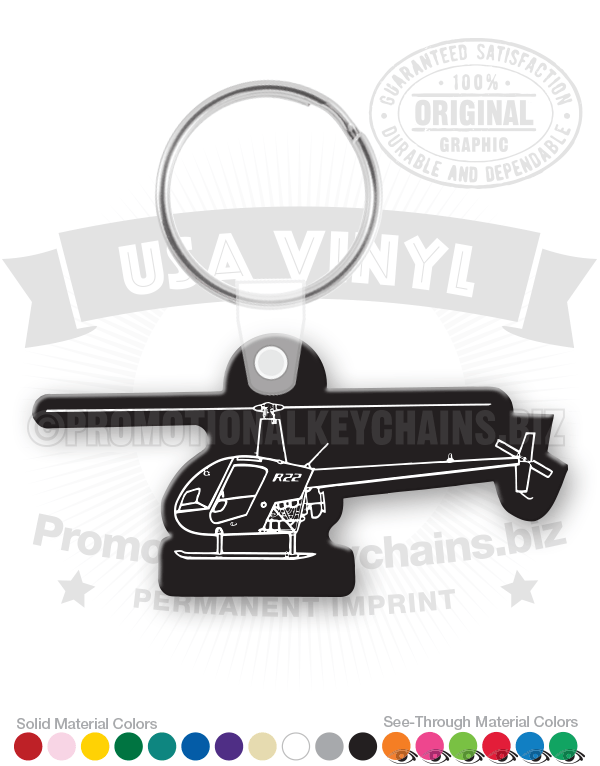 R-22 Training Helicopter Vinyl Keychain