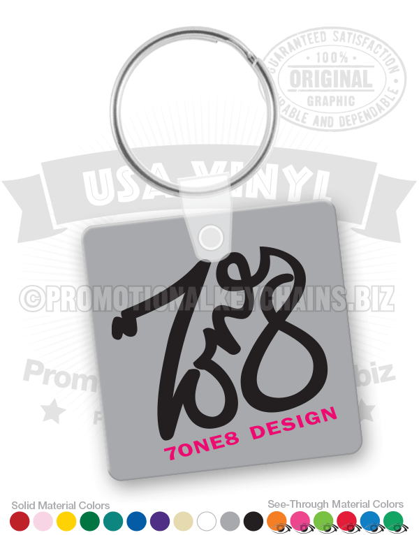 Square Vinyl Business Keychain