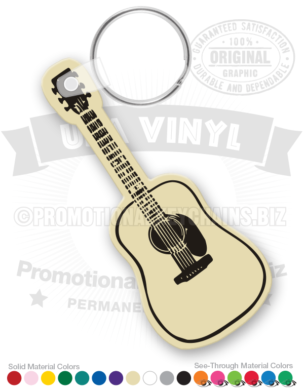 Acoustic Dreadnought Guitar Vinyl Keychain