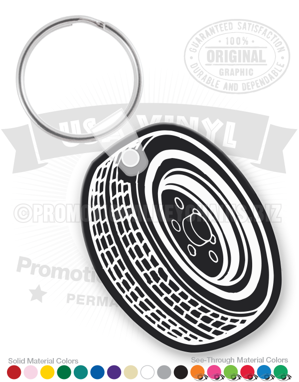 Car Tire and Wheel Vinyl Keychain