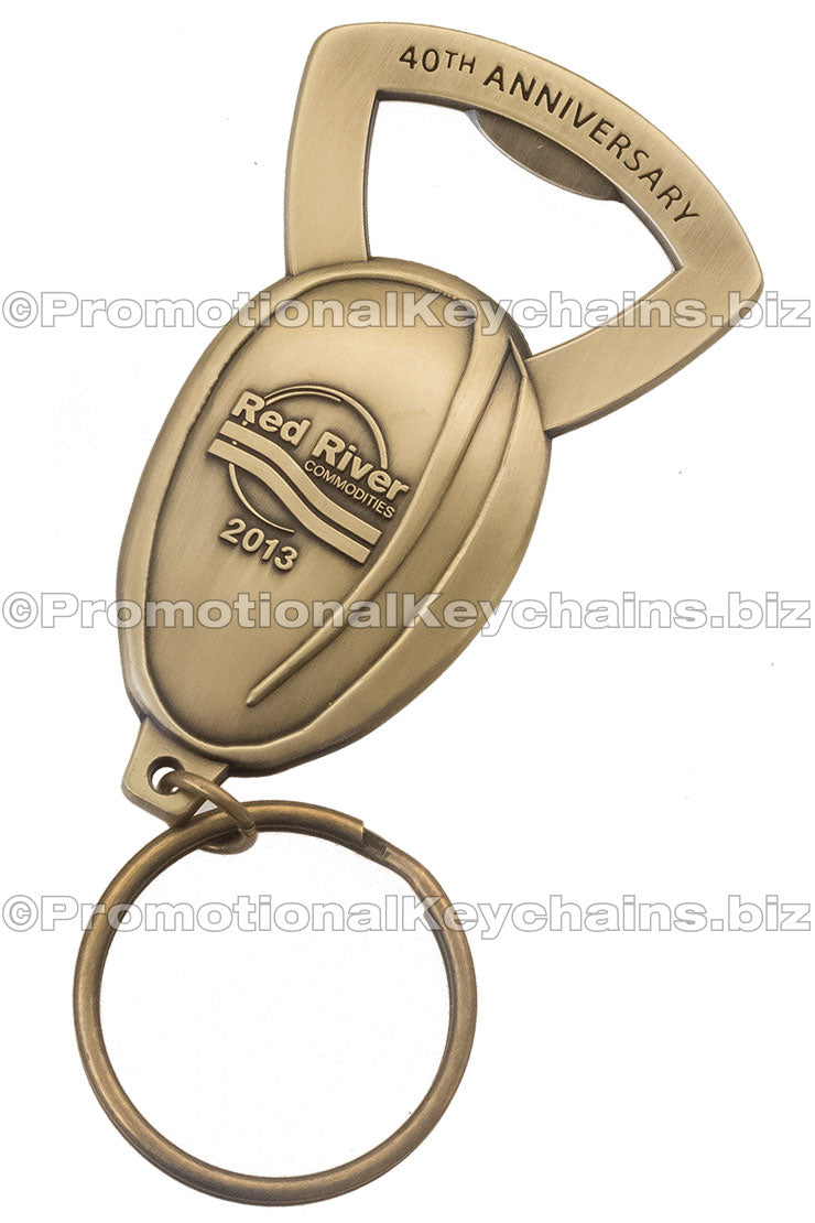 Custom Die Cast 3D/2D Bottle Opener Antiqued. Antiqued brass plated design for a 40th anniversary.