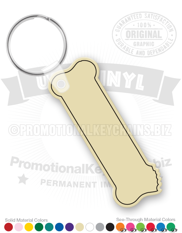 Dog Bone With Bite Vinyl Keychain