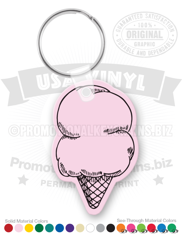Double Scoop Ice Cream Cone Vinyl Keychain