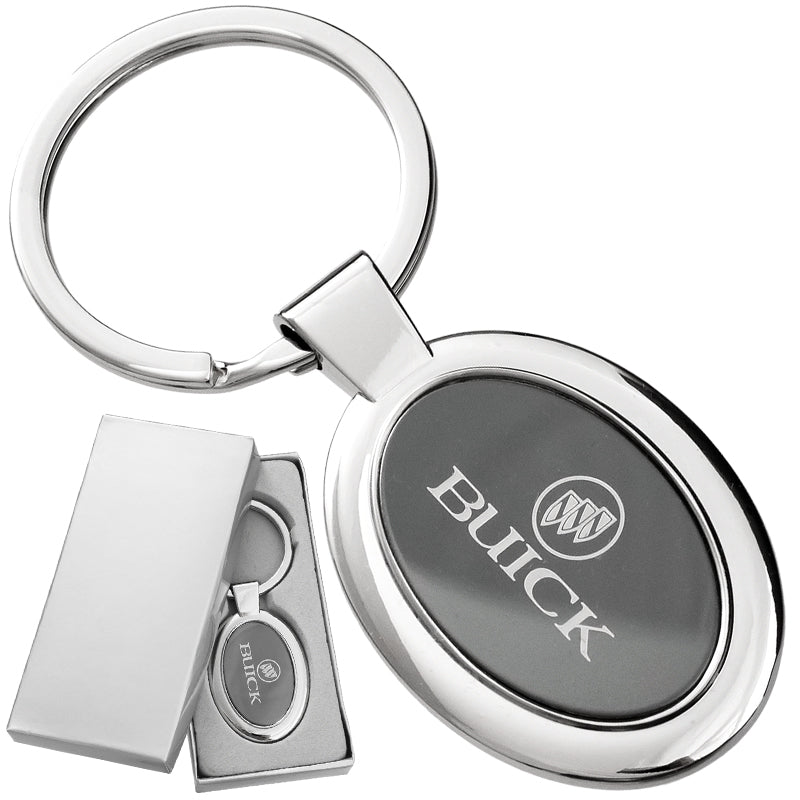 Custom engraved onyx oval keychain from the premium collection