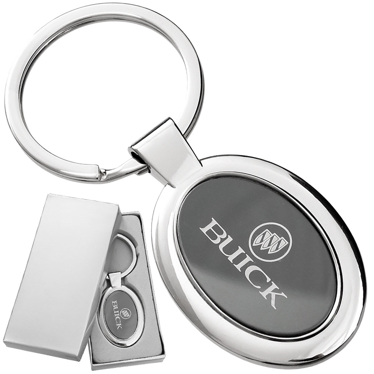 Custom engraved onyx oval keychain from the premium collection