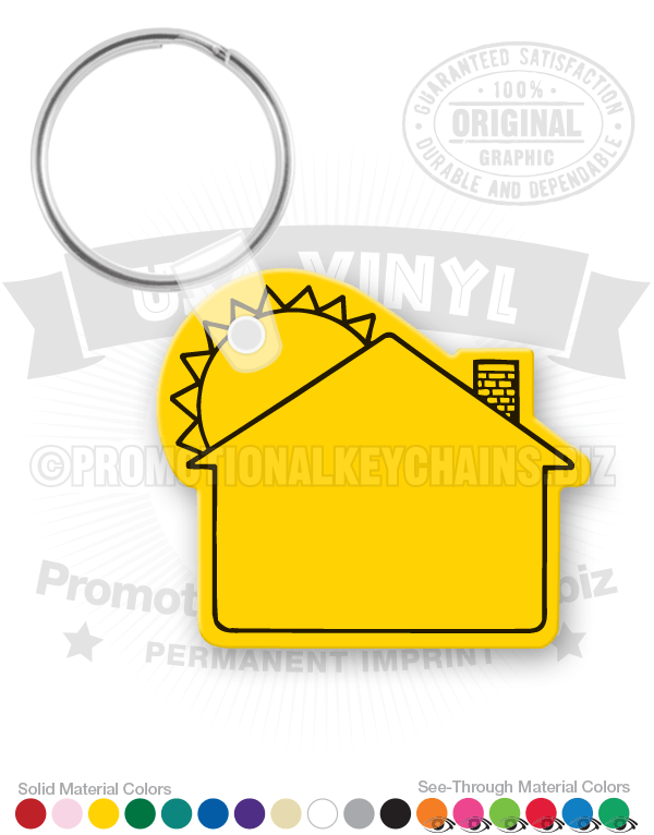 House With Sun Custom Vinyl Realtor Keychains