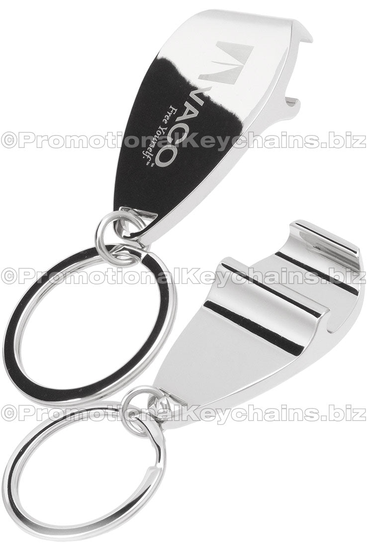 Polished Claw Bottle Opener with custom engraving shown on top. Image also shows example of the bottle opener hook on the bottom side.