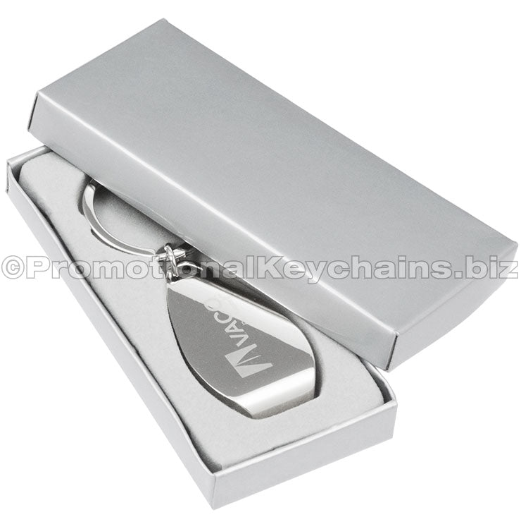 Example of Polished Claw Bottle Opener keychain inside gift box.
