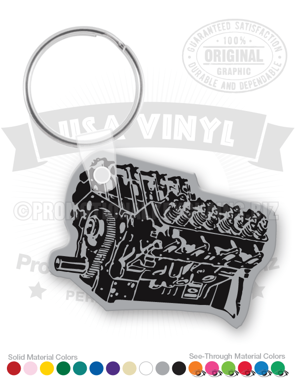 V-8 Engine Vinyl Keychain
