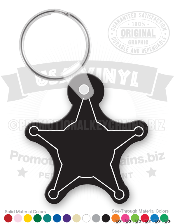 Vintage Sheriff Star Badge Vinyl Keychain