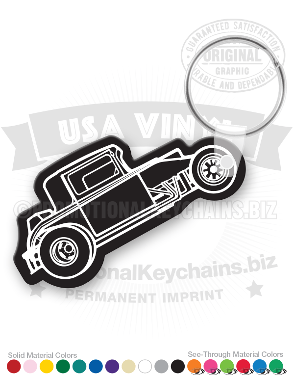 1930s Coupe Hot Rod Vinyl Keychain