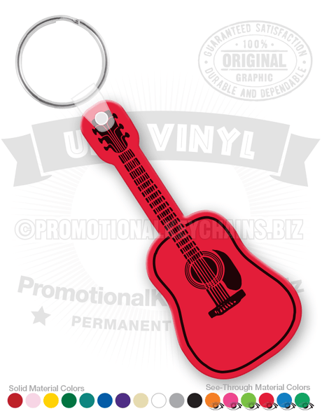 Acoustic Guitar Large Vinyl Keychain