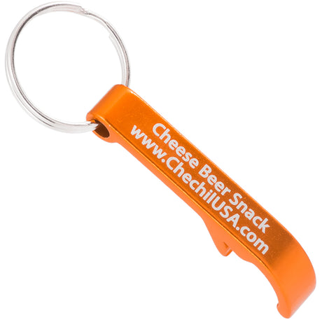 Orange Beverage Bar Bottle Opener keychain with custom logo engraving