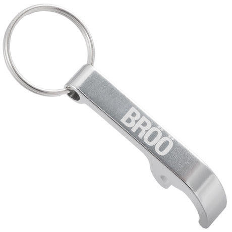 Silver Beverage Bar Bottle Opener keychain with custom logo engraving