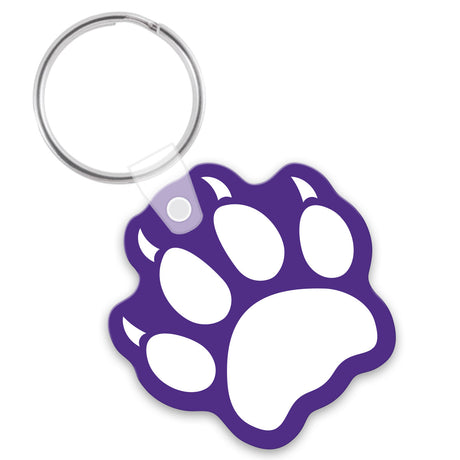 Purple paw print keychain on a white background