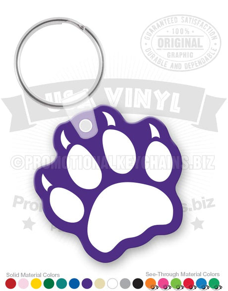 Purple paw print vinyl keychain