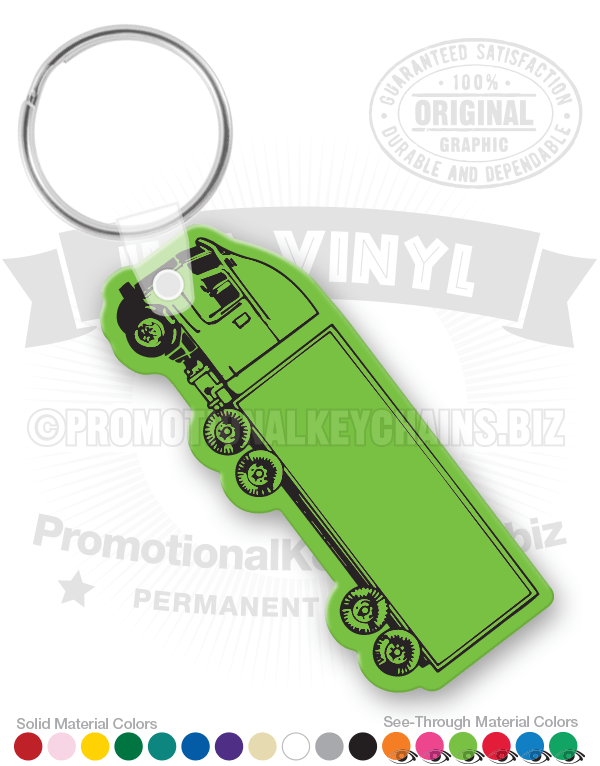 Cab-Over Short Trailer Truck Vinyl Keychain