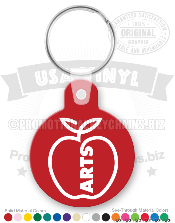 Circle With Tab Vinyl Business Keychain