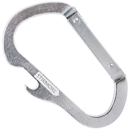 Silver carabiner with integrated bottle opener