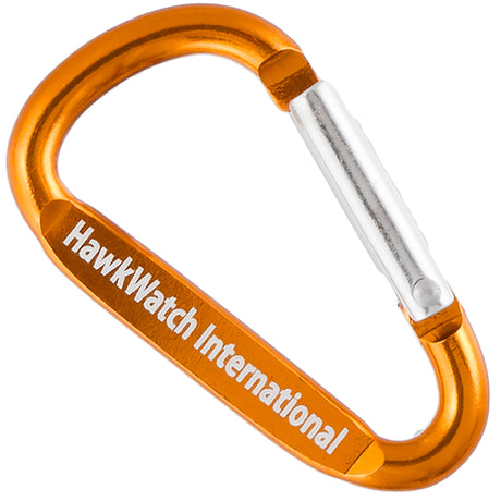 Orange 50mm carabiner with custom engraved text