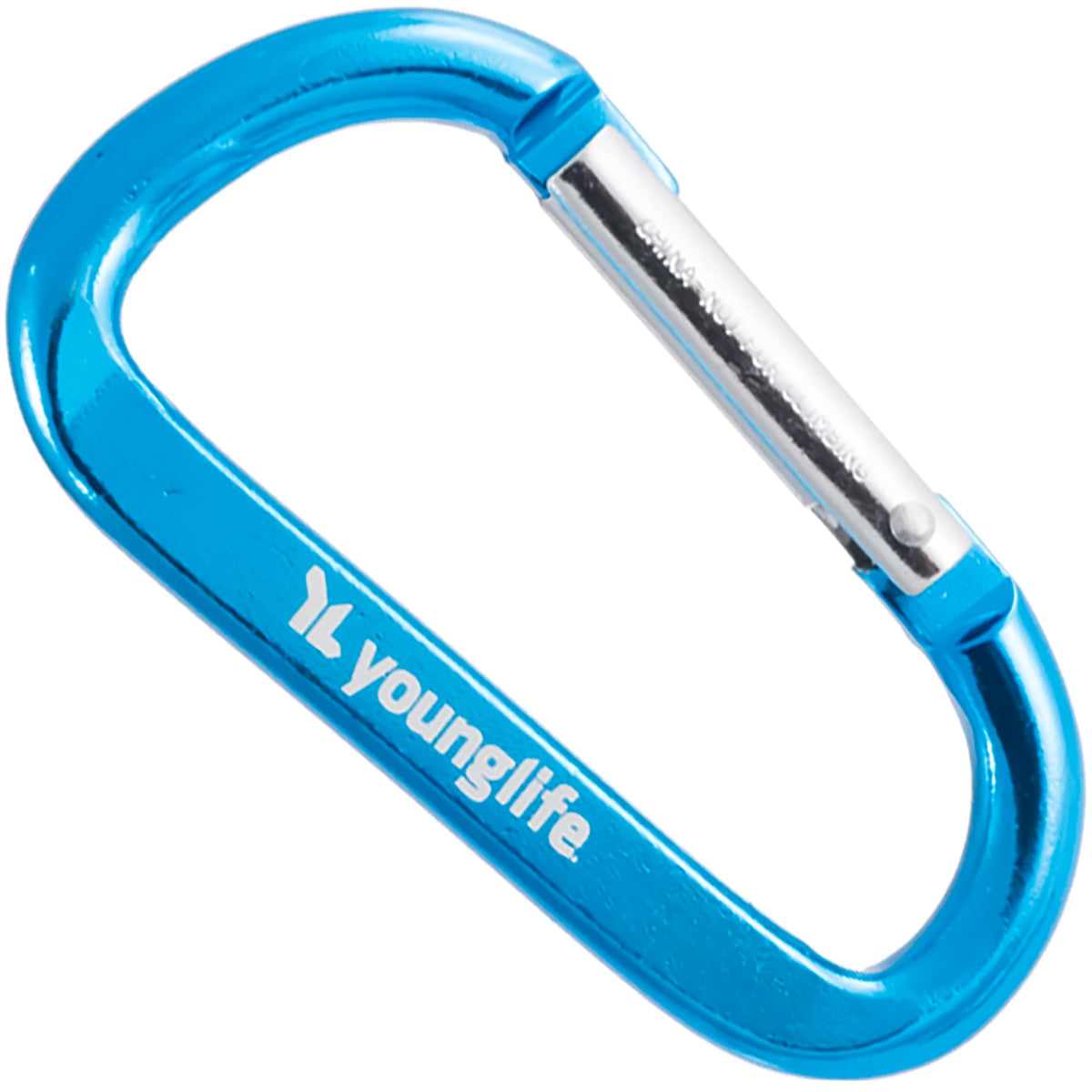 Brilliant blue color 80mm carabiner with  a customized engraving