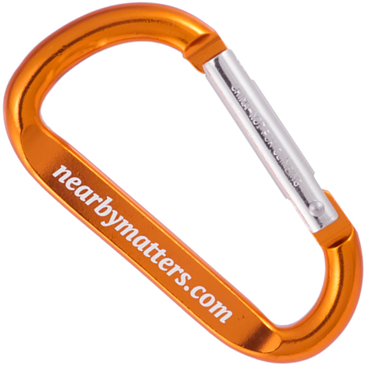 Orange color 80mm carabiner with  a customized engraving