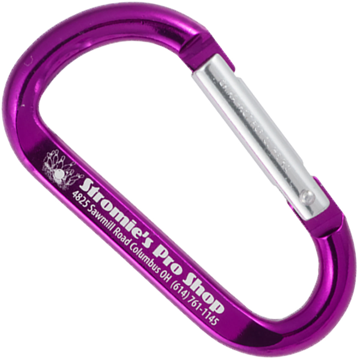 Purple color 80mm carabiner with  a customized engraving