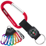 Custom engraved carabiner keychains with compass strap attachment