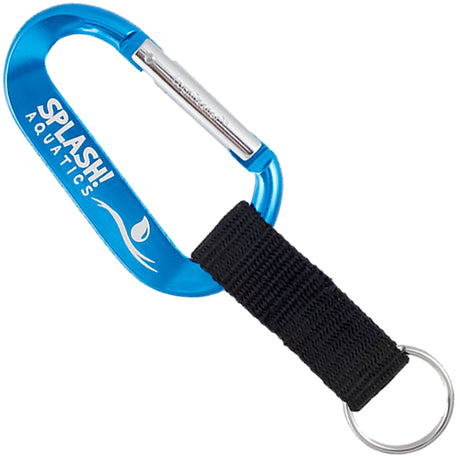 Engraved brilliant blue colored XTREME carabiner with key ring strap attachment
