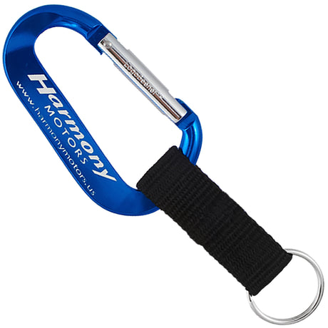 Engraved blue colored XTREME carabiner with key ring strap attachment