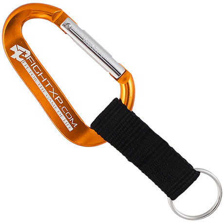 Engraved orange colored XTREME carabiner with key ring strap attachment