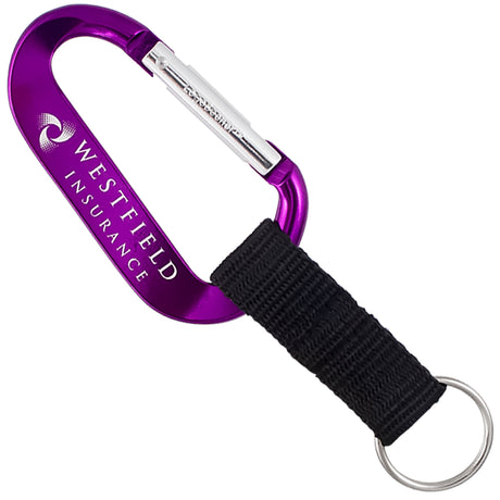 Engraved purple colored XTREME carabiner with key ring strap attachment