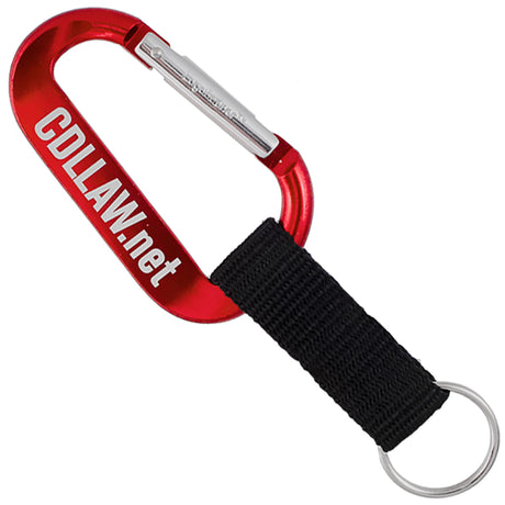Engraved red colored XTREME carabiner with key ring strap attachment