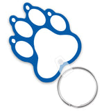 Blue paw print keychain on a white background