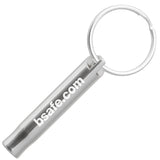 Example of silver Mini Bobby Style Engraved Safety Whistles showing custom engraving. 