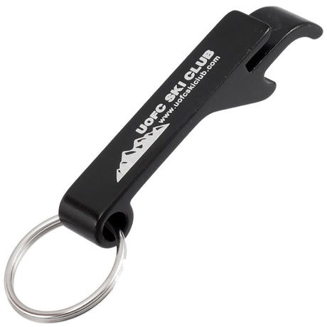 Black Flip Top bottle opener keychain with customized engraving