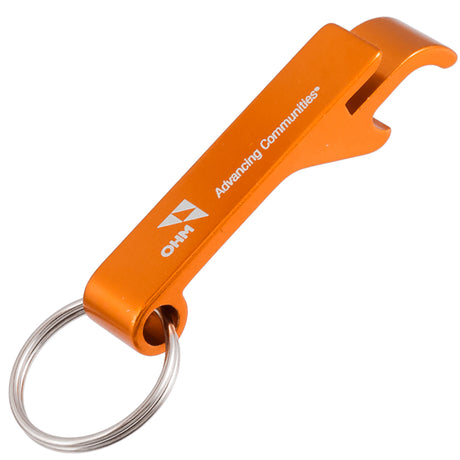 Orange Flip Top bottle opener keychain with customized engraving