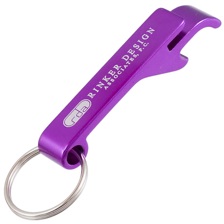 Purple Flip Top bottle opener keychain with customized engraving
