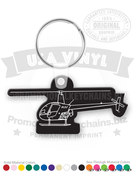 R-22 Training Helicopter Vinyl Keychain