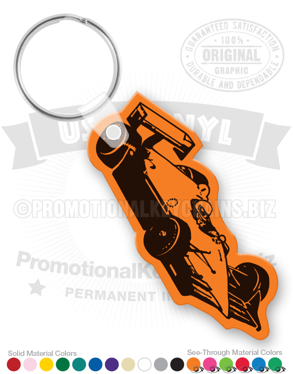 Spoiler-Style Race Car Vinyl Keychain