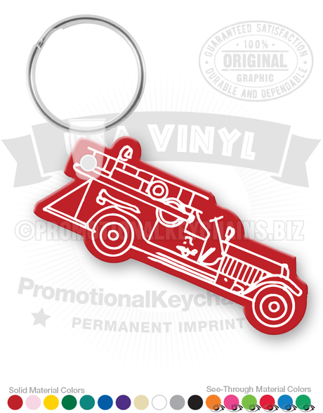 Antique Fire Truck Vinyl Keychain