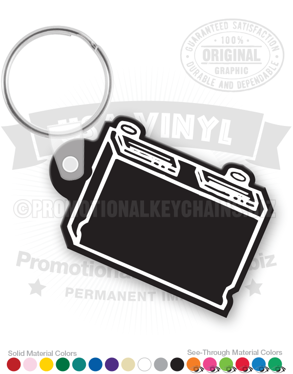 Custom Battery Key Rings Car Battery Vinyl Keychain - Custom Printed – PromotionalKeychains.biz