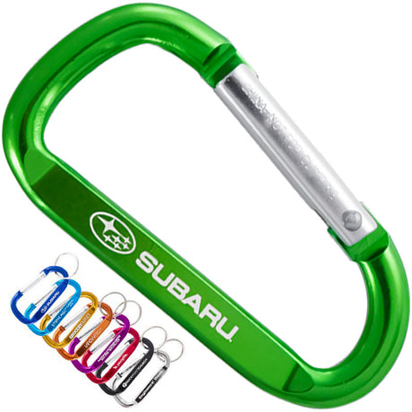 Mini engraved carabiner engraved with Subaru logo.