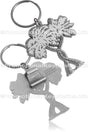 Custom palm tree shaped claw style bottle opener. Image shows the front side with the palm tree design and also the back side with the bottle opener claw style hook. 
