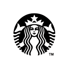 Starbucks logo in black on a white background.