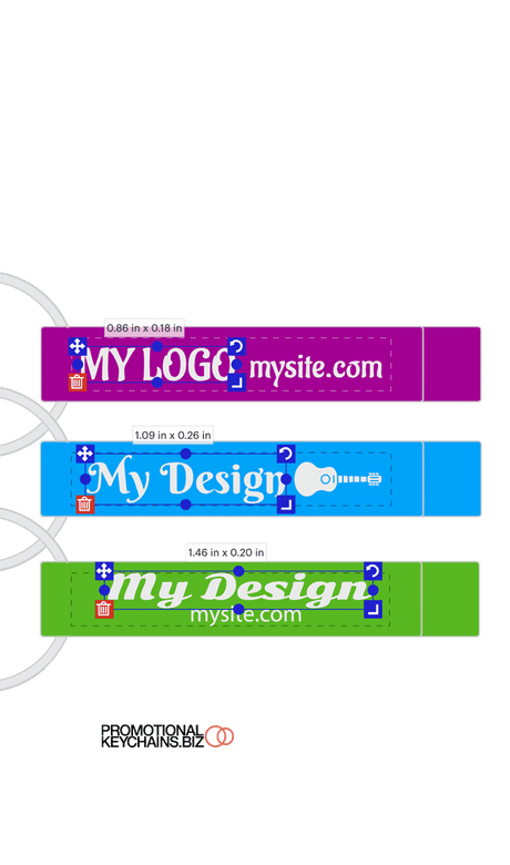 Three promotional bottle opener keychains with customizable text on a white background.
